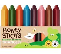 Honeysticks 10 Crayons de Couleurs Enfant, 100% Pure Cire d'Abeille | Couleur Non-Toxique Qualité Alimentaire, Craie Grasse Triangulaire, Prise Facile, Fabriqué en Nouvelle-Zélande