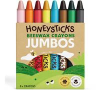 Honeysticks Boîte de 8 Crayons Fins 100% Pure Cire d'Abeille, Non Toxiques