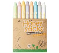 Honeysticks Lot de 8 crayons jumbo - Crayon non toxique pour enfants - Cire d'abeille 100 % pure et couleurs de qualité alimentaire - Grand, facile à tenir et à utiliser - Fabriqué de manière durable
