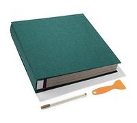 HoneyTolly Grand album photo autocollant 10 x 15 cm, 12 x 17 cm, 7 x 12 cm, 21,6 x 27,9 cm, 120 pages adhésives noires, couverture en lin, album photo à faire soi-même (vert foncé)