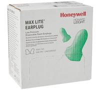 Honeywell Howard Leight MAX Lite Bouchons d'Oreille à Usage Unique, Taille Unique, Vert, T-Forme, Utilisation en Construction, SNR 34 dB, 3301120 (Boîte de 200 Paires)