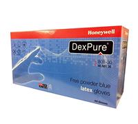 Honeywell DexPure 801-30 Gants Protection Chimique à Usage Unique, Latex, Bleu, Non Poudré, Certifié Contact Alimentaire, Taille 9L, 4580130-09 (Boîte de 50 Gants / 25 Paires)