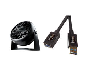 Honeywell HT-900E Ventilateur turbo puissant et silencieux et câble d'extension USB 3.0 AmazonBasics (A mâle vers A femelle) 3 m (rétrocompatibilité avec USB 2.0 et 1.1)