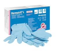 Honeywell KCL Dermatril® 741 Gants de Protection Chimique en Nitrile, Jetables, Imperméables, Sans Poudre, Bleu, Taille 7S, 074107081C (Boîte de 100 Pièces)