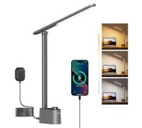 Honeywell Lampe de bureau avec port de chargement USB - Lampe de chevet à intensité variable pour la maison, le bureau, petite lampe de table portable pliable pour adultes, lecture, travail