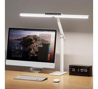 Honeywell Lampe de bureau LED HJ1WT, 1200LM, dimmable, pour bureau | Puces Sunturalux, CRI≥97, 4 températures de couleur, lampe d'architecte pour poste de travail avec socle, blanche