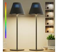 Honeywell Lampe de Table LED Sans Fil Rechargeable Lot de 2 avec RGB, 4 Modes de Couleur Lampe de Bureau Chevet Dimmable Contrôle Tactile Lampe pour Café Chambre Salon Noir