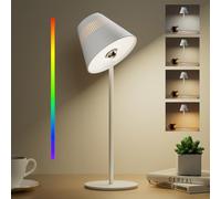 Honeywell Sunturalux Lampe de table sans fil rechargeable, lampe de bureau LED portable 5200 mAh, fonctionne avec piles, 4 couleurs, 9 RVB, contrôle tactile, veilleuse pour restaurant, chambre, bar