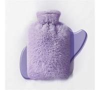 Honfitat Bouillotte avec Chauffe-Mains 2000ml Housse Imitation Fourrure de Lapin (Violet)