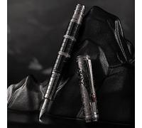 HONG DIAN Hongdian D5 Qin Dynasty Stylo-plume à pointe extra fine avec piston de remplissage et gravure totem chinoise rétro avec boîte à stylos Noir/argenté