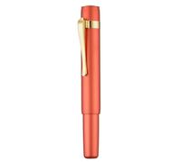 HONG DIAN Mini stylo plume M2 avec pointe extra fine et douce dorée, forme élégante, stylo de voyage en aluminium de poche courte (orange rouge)