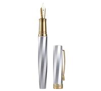 Hong Dian N11 Stylo à plume, pointe fine et douce en or platine, argent platine et design sarouel géométrique avec étui en métal