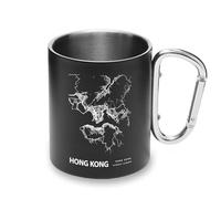 Hong Kong Blueprint City Map Tasse en métal avec poignée mousqueton