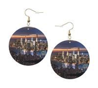 Hong Kong Boucles d'oreilles rondes élégantes en cuir - Accessoires tendance et uniques pour un usage quotidien, taille unique