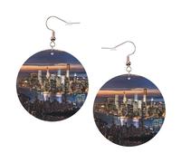 Hong Kong Boucles d'oreilles rondes élégantes en cuir - Accessoires tendance et uniques pour un usage quotidien, taille unique