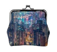 Hong Kong Porte-monnaie imprimé pour femme en cuir synthétique mignon avec serrure à baiser, Noir , Taille unique, Pochette à monnaie