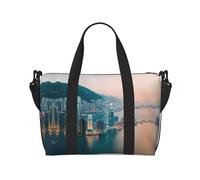 Hong Kong Sac de voyage pour femme, grand sac fourre-tout de week-end, sac de gym, sac d'hôpital pour maman, noir, One Size