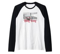 Hong Kong Souvenir Chine Vintage Skyline de Port Manche Raglan