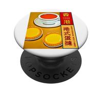 Hong Kong Tarte aux œufs Thé au Lait Cantonais Macao Cadeau PopSockets PopGrip Adhésif