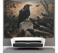 HONGBING Le Corbeau 3D Effet Tapisserie Art Mural Tapisserie Murales Tapisserie Murale Tissu Pour Chambre Salon Collège Dortoir Tenture Murale 150cmx200cm