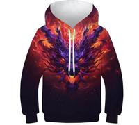 HONGBING Sweat À Capuche pour Enfants Anime Drache 3D Sweat-Shirt Sweat-Shirts Manches Longues Pullover 6-15 Ans8-10Y