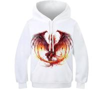 HONGBING Sweat À Capuche pour Enfants Anime Le Dragon 3D Pull Imprimé Hoodie Longues Sweat-Shirt avec Poches 6-15 Ans10-12Y