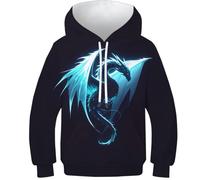HONGBING Sweat À Capuche pour Enfants Dragon 3D Sweat-Shirt Longues Sweat-Shirt avec Poches Âge : 6-15 Ans11-13Y