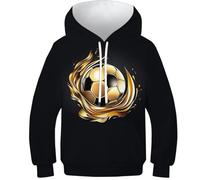 HONGBING Sweat À Capuche pour Enfants Football 3D Pull Imprimé Hoodie Manches Longues PulAmourr Sweat-Shirts avec Poche Âge : 6-15 Ans10-12Y