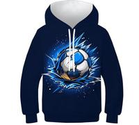 HONGBING Sweat À Capuche pour Enfants Football Motif Imprimé 3D - Léger Manches Longues PulAmourr Sweat-Shirts avec Poche Âge : 6-15 Ans6-7Y