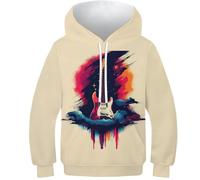 HONGBING Sweat À Capuche pour Enfants Guitar Imprimé 3D en Molleton Pull Sweats À Capuche avec Grande Poche Sweat-Shirts Manches Longues PulAmourr Âge : 6-15 Ans11-13Y