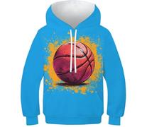 HONGBING Sweat À Capuche pour Enfants Impression 3D Basketball Graphique Sweat Poche PulAmourr À Capuche pour Manches Longues PulAmourr Sweat-Shirts avec Poche 6-15 Ans9-11Y