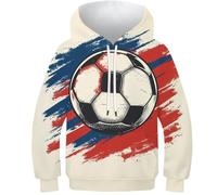 HONGBING Sweat À Capuche pour Enfants Impression 3D Football Graphique Sweat Poche PulAmourr À Capuche pour Manches Longues PulAmourr Sweat-Shirts avec Poche Âge : 6-15 Ans6-7Y