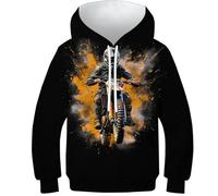 HONGBING Sweat À Capuche pour Enfants Motocross 3D Sweat-Shirt Longues Sweat-Shirt avec Poches 6-15 Ans10-12Y