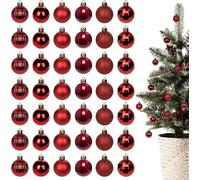 HongChelle Boules de Noël Rouge Rubis, Boule de Noël Mini à Suspendre, Décorations de Sapin de Noël en Plastique Incassables pour Guirlandes, Paquets Cadeaux, Arbres, Fêtes de Vacances, Célébrations