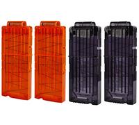 HONGCI 4Pcs Chargeurs Aux Pétoire Clips Recharge Rapide Clip pour Nerf Elite Series Toy Gun 12 Fléchettes Ammo Cartridge Fléchettes Nerf Gun Clips (2 Noir + 2 Orange)