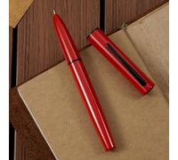 Hongdian C1 - Stylo plume avec plume fine, design rétro moderne rouge et classique, en métal, avec convertisseur d'encre