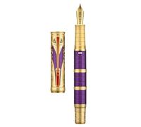 Hongdian D5 Qin Dynasty Stylo-plume à pointe fine avec piston de remplissage et gravure totem chinoise rétro avec boîte à stylos Violet doré