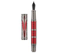 Hongdian D5X Stylo-plume, gravure de totem chinois rétro de la dynastie Qin, écriture fluide avec convertisseur et coffret stylo, pointe extra fine, rouge