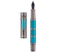 Hongdian D5X Stylo-plume turquoise à pointe extra fine, dynastie Qin, style rétro, totem chinois, gravure lisse, avec convertisseur et coffret