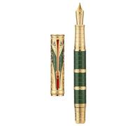 Hongdian D5X Stylo-plume vert à pointe moyenne, dynastie Qin rétro chinois, gravure totem chinoise, stylo d'écriture lisse, convertisseur et coffret