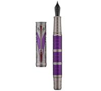 Hongdian D5X Stylo-plume violet à pointe moyenne, dynastie Qin, style rétro chinois, gravure totem chinois, stylo d'écriture lisse, convertisseur et coffret