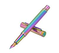 Hongdian Forest Stylo-plume à pointe extra-fine, design classique avec convertisseur et étui en métal Arc-en-ciel