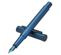 Hongdian Forest Stylo-plume à pointe moyenne, design classique avec convertisseur et étui en métal Bleu foncé