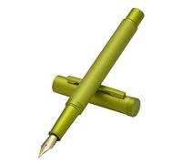 Hongdian Forest Stylo-plume à pointe moyenne, design classique avec convertisseur et étui en métal Jaune moutarde