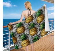 Hongduo 3D Serviette de Plage Ananas Aquarelle, Séchage Rapide Microfibre Serviette de Bain, Voyages Camping Vacances Femme Homme Enfant Drap de Plage Fruit Tropical Imprimé 70 x 150 cm
