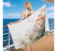 Hongduo 3D Serviette de Plage Fleurs de Printemps, Séchage Rapide Microfibre Serviette de Bain, Voyages Camping Vacances Femme Homme Enfant Drap de Plage Aquarelle 80 x 160 cm