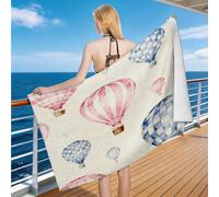 Hongduo 3D Serviette de Plage Montgolfière, Séchage Rapide Microfibre Serviette de Bain, Voyages Camping Vacances Femme Homme Enfant Drap de Plage Aquarelle 100 x 200 cm