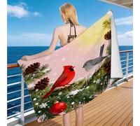 Hongduo 3D Serviette de Plage Oiseau Imprimé, Séchage Rapide Microfibre Serviette de Bain, Voyages Camping Vacances Femme Homme Enfant Drap de Plage Style Cartoon 100 x 200 cm