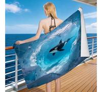 Hongduo 3D Serviette de Plage Orque, Séchage Rapide Microfibre Serviette de Bain, Voyages Camping Vacances Femme Homme Enfant Drap de Plage Ambiance Mystérieuse 100 x 200 cm