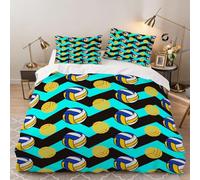 Hongduo Housse de Couette 200x200 Haikyu, Sporting Parure de Lit 2 Personnes en Microfibre pour Adulte Ado Enfant avec Fermeture Éclair et 2 Taies d'oreiller